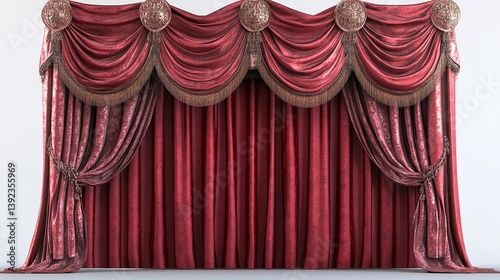 Theatrical curtain in red and gold shades theater performance ballroom dancing comedian performance high resolution illustration art AI