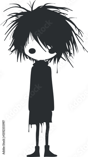 Silhouette of a gothic character with spiky black hair, creating a mysterious and moody vibe.