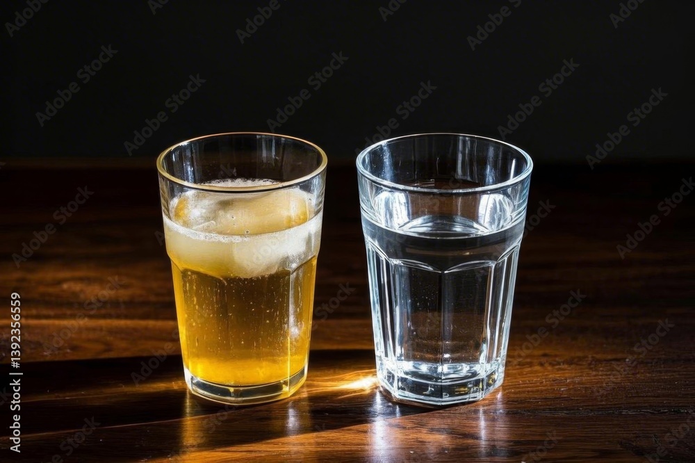 there are two glasses of water and a lemon wedge on a table there are two glasses of water and a lemon wedge on a table