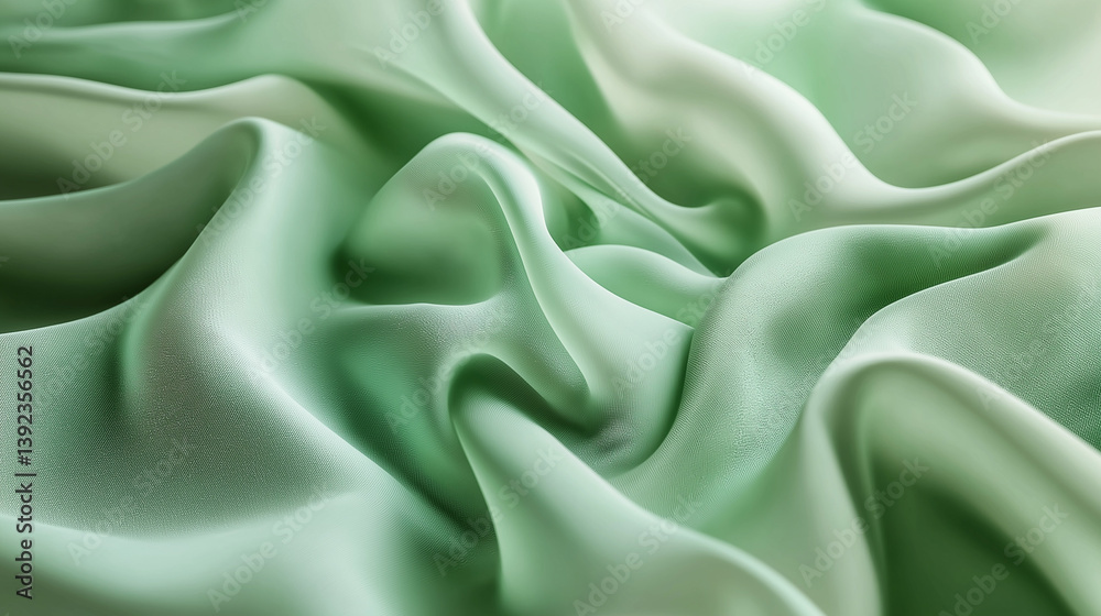 Obraz premium background Abstract vibrant flowing fabric folds green colour