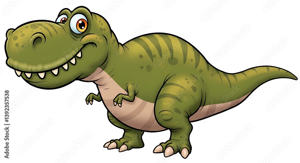 Fototapeta premium Rexs Playful Grin The Happy Tyrant A Prehistoric Smile Cartoon Dinosaur Delight Friendly T Rex Green Giant Tiny Teeth Big Heart Dino Daydream Jolly Jurassic Friend The Cute Cretaceous Creature