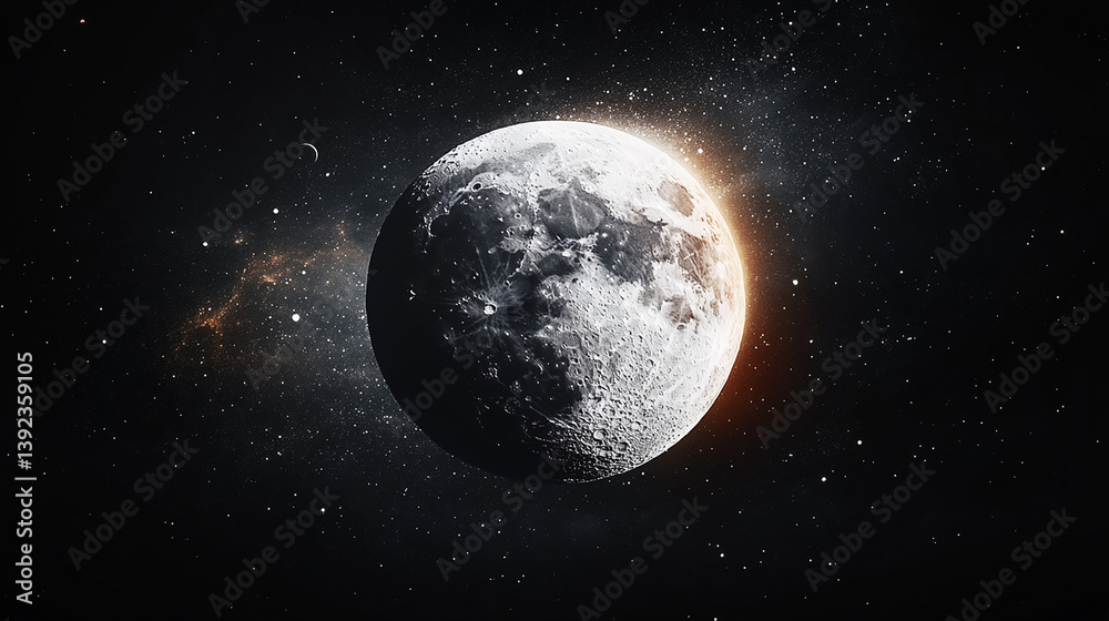 Obraz premium Close-Up of the Moon in Space with Glowing Light