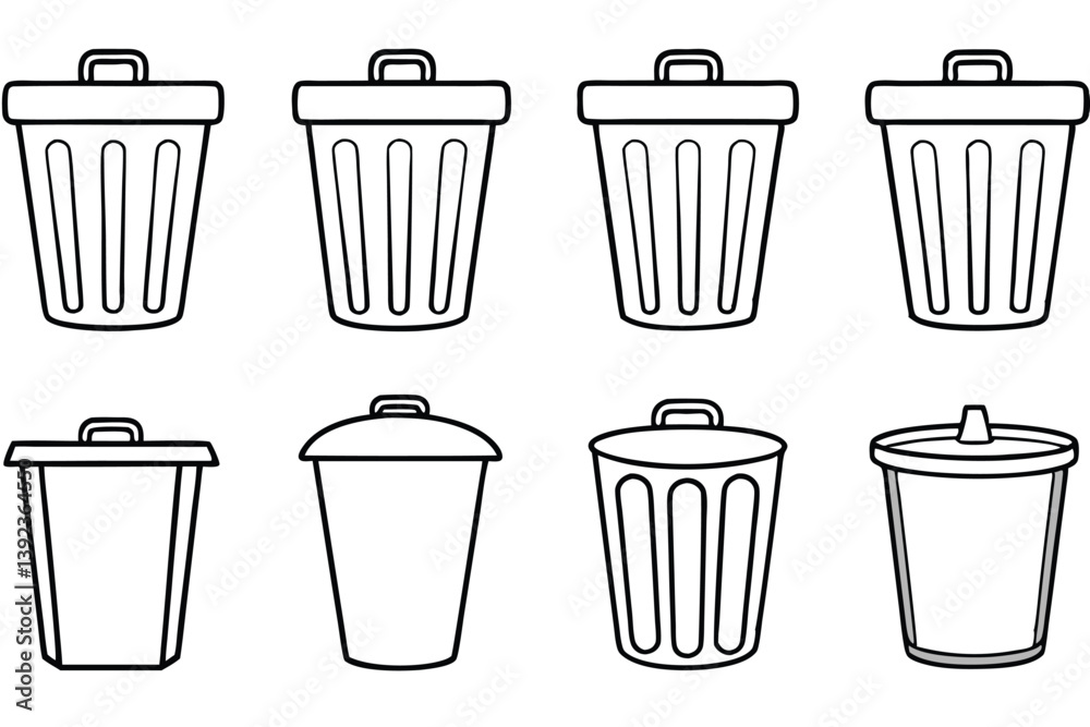 Trash Can Line Art Concept Representing Sustainable Waste Solutions.eps Trash Can Line Art Concept Representing Sustainable Waste Solutions.eps