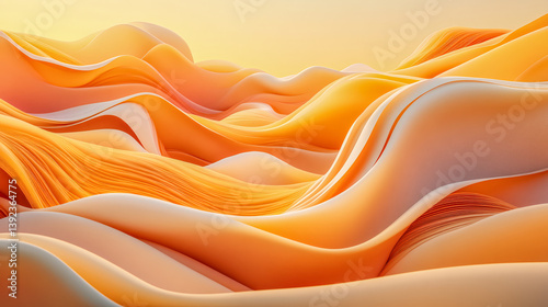 Abstract Orange Waves Background.