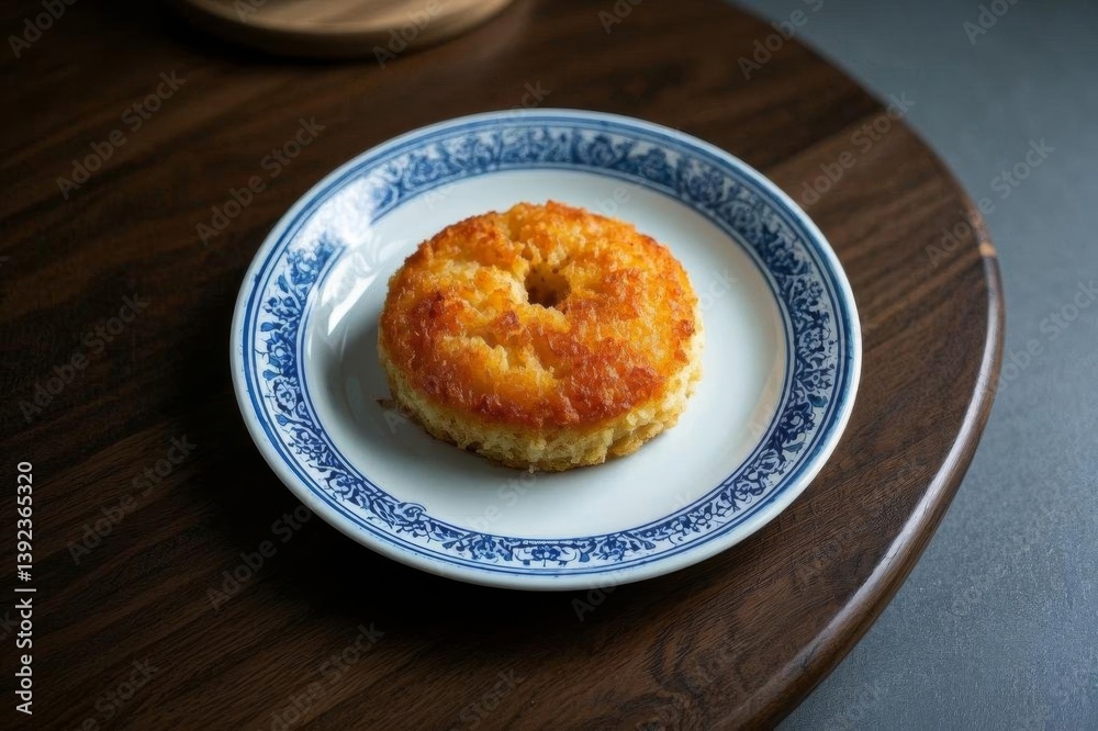 there is a small pastry on a plate on a table there is a small pastry on a plate on a table
