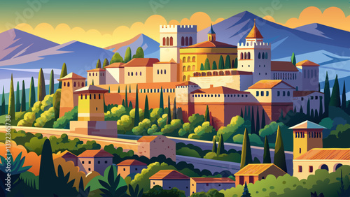 Famous Alhambra in Granada, Andalusia, Spain