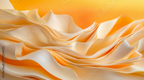 Abstract Wave of Paper in Warm Orange Tones