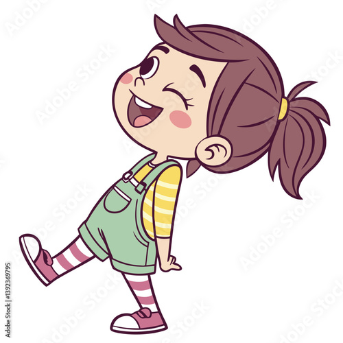 Playful Girl Winking and Sticking Tongue Out. Perfect for: April Fool's Day, kids' parties, playtime ads