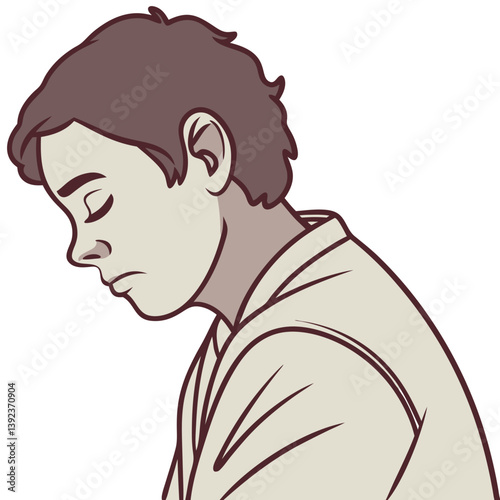 Sleepy Man with Droopy Face and Zzz Symbols. Perfect for: World Sleep Day, bedroom decor, sleep clinics, wellness blogs