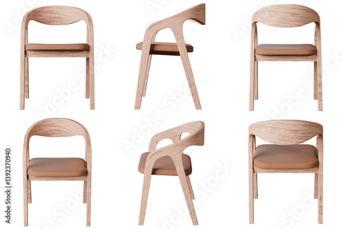 3d Render of Osaka Style Minimalist Scandinavian Café Chair – Solid Wood