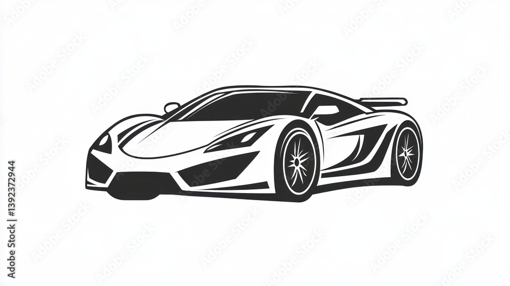 Fototapeta premium Sport Car Silhouette on White Background