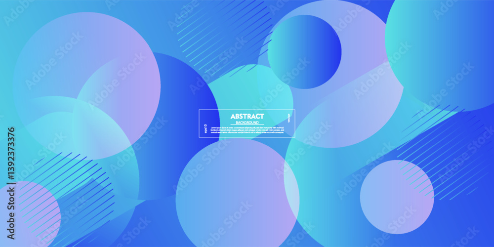 Obraz premium Dynamic abstract blue bubble gradient illustration on geometric background with simple circle pattern. Vector Eps10