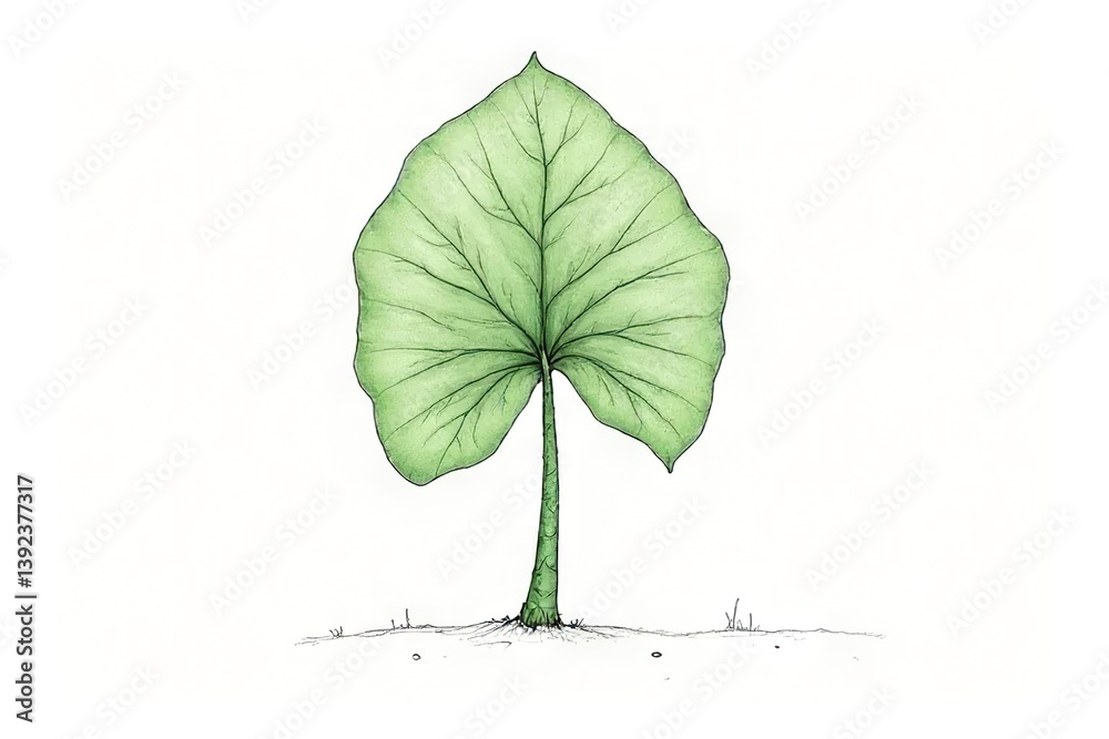 Fototapeta premium Vibrant green leaf growth nature scene digital illustration outdoor environment artistic perspective eco concept