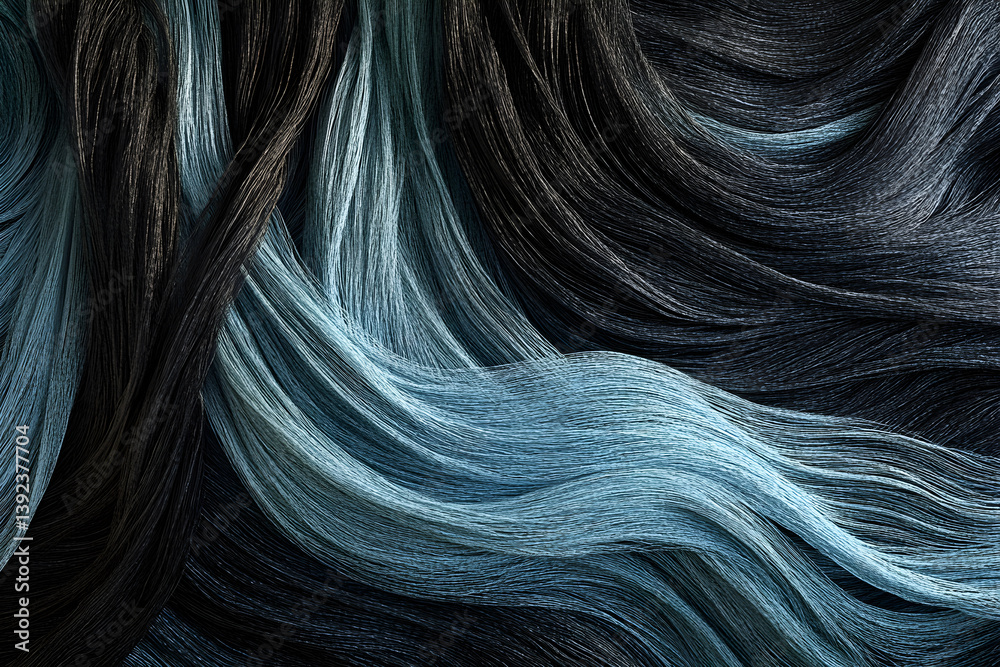 Naklejka premium Infinite Digital Network: Charcoal Black and Cyan Fiber Lines Creating a Futuristic Web of Connectivity