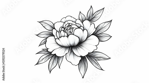 drawing of a peony illustration