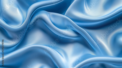 background Abstract vibrant flowing fabric folds blue colour