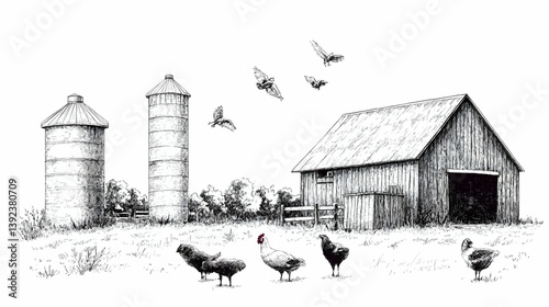 farm drawing illustration