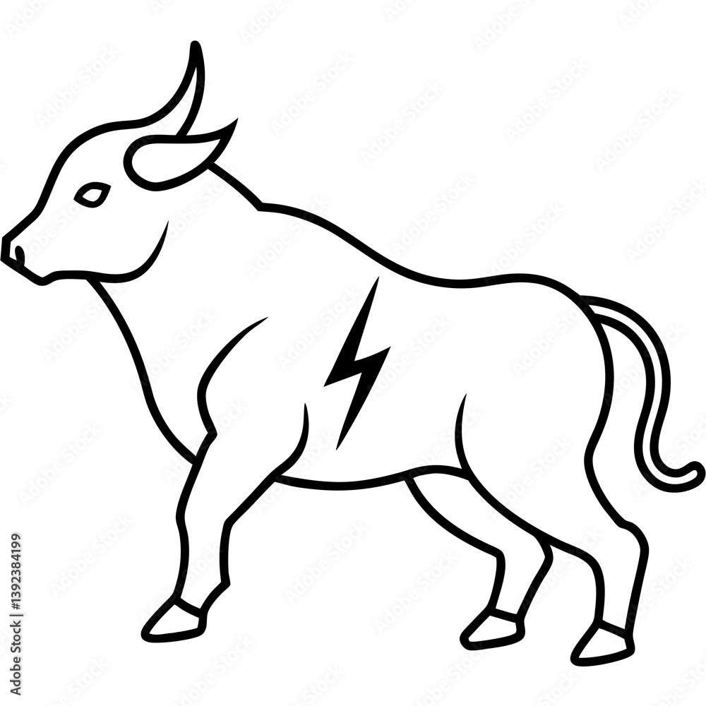 Fototapeta premium Powerful Bull Charging Stance: Fierce Animal Artwork