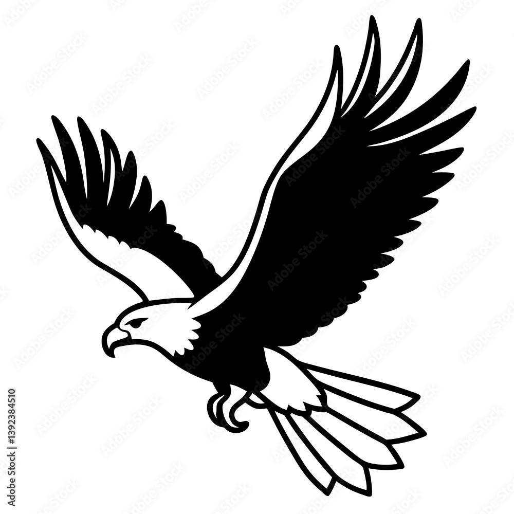 Obraz premium Eagle Soaring Vector Silhouette: Symbolizing Freedom and Strength