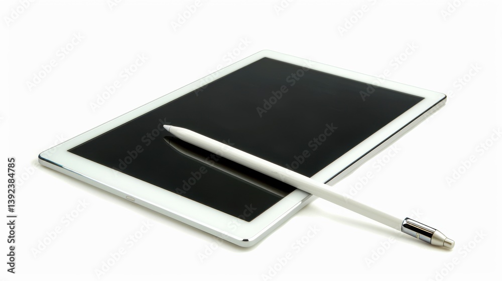 Digital Tablet and Stylus Pen Isolated on White Background Digital Tablet and Stylus Pen Isolated on White Background