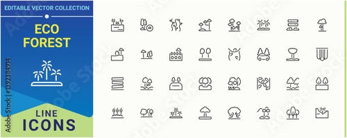 Eco Forest modern icon. Rainforests simple icon. Botanical outline icons in linear style. Minimalist icons collection. Editable stroke. Vector illustration.