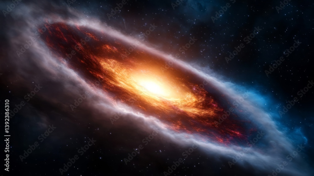 Fototapeta premium Cosmic dust clouds illuminated by supernova in magenta and blue hues dramatic galactic energy 