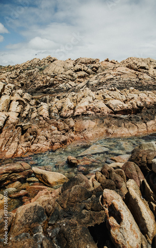Vertical shot of coastal rock fragments