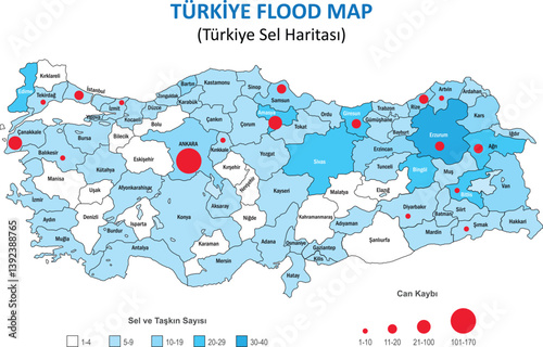 Türkiye Flood Map. Translate Turkish: Türkiye Sel Haritası.