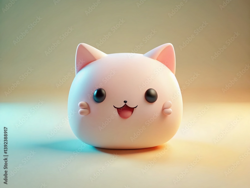 Happy Kawaii Cat Emoji in Minimalist Text Box Stock Photo Happy Kawaii Cat Emoji in Minimalist Text Box Stock Photo