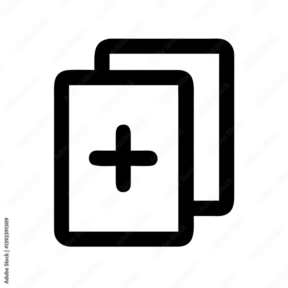 Duplicate Icon with Plus Sign Representing New Copy Icon Design Duplicate Icon with Plus Sign Representing New Copy Icon Design