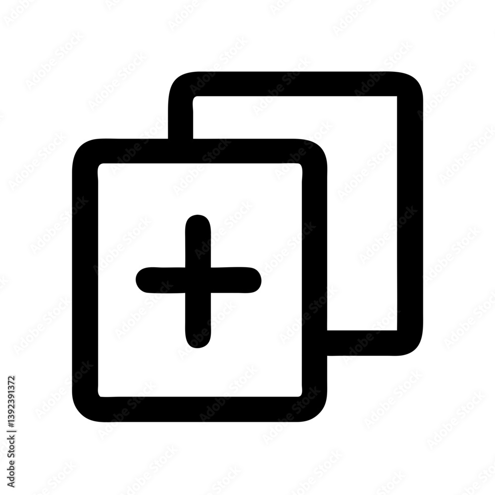Duplicate Icon with Plus Sign Representing New Copy Icon Design Duplicate Icon with Plus Sign Representing New Copy Icon Design