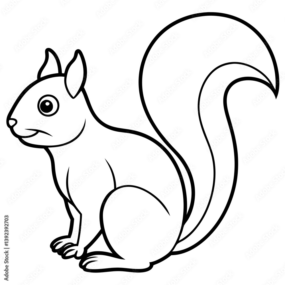 Naklejka premium Elegant Squirrel in One Line Design
