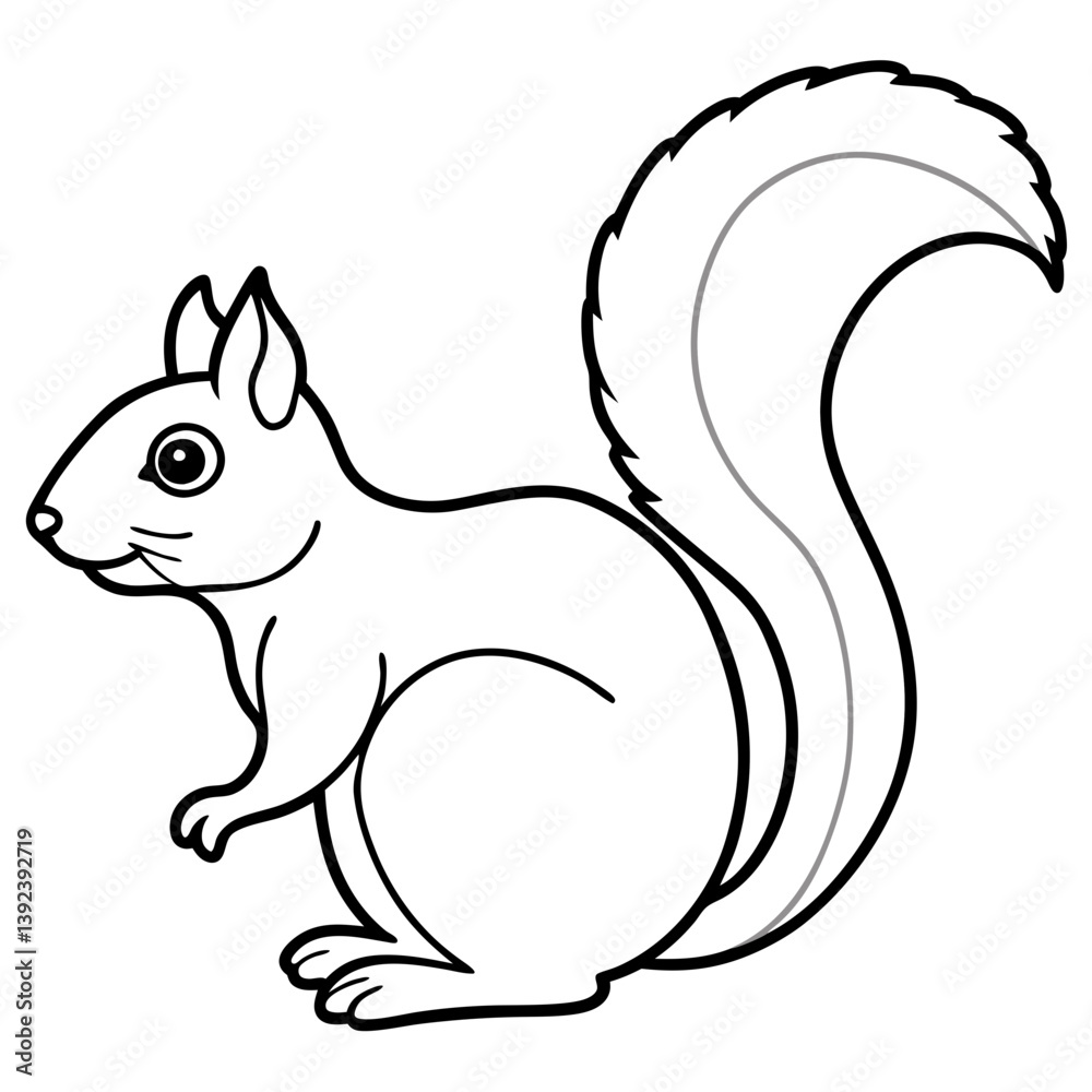 Naklejka premium Elegant Squirrel in One Line Design