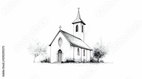 drawing church illustration