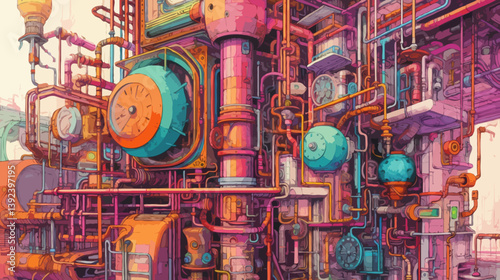 Abstract mechanics illustration 