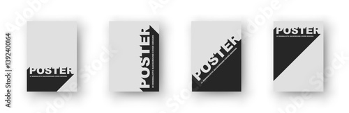 Minimalist poster text with two-color shadows. Bold shadow typography style