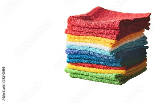 A stack of vibrant color microfiber cloths