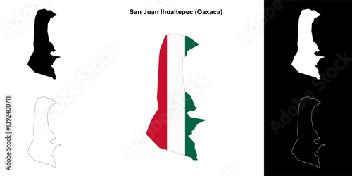 San Juan Ihualtepec municipality (Oaxaca) outline map set