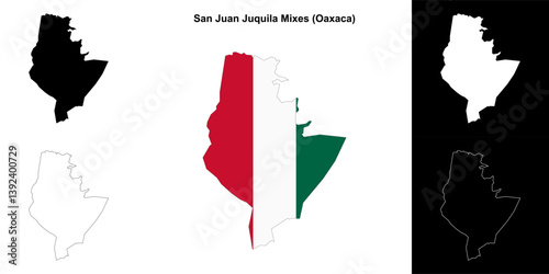 San Juan Juquila Mixes municipality (Oaxaca) outline map set