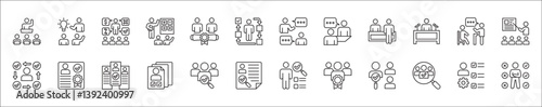 Business employee coaching icons. Business education icon set. Contains symbol of management, training, mentoring, expert, qualification, qualified worker, learning, selection. Vector illustration