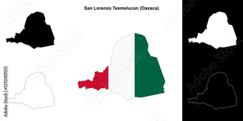 San Lorenzo Texmelucan municipality (Oaxaca) outline map set