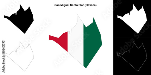 San Miguel Santa Flor municipality (Oaxaca) outline map set