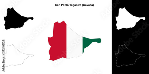 San Pablo Yaganiza municipality (Oaxaca) outline map set