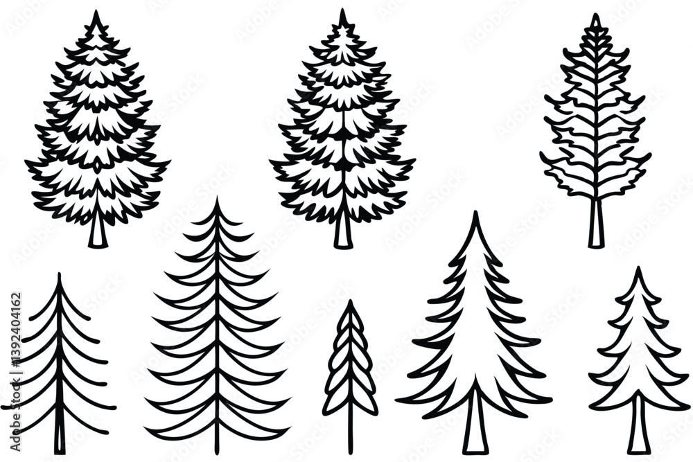 Obraz premium Pines Line Art Illustration Simple Design for Artistic Creation 