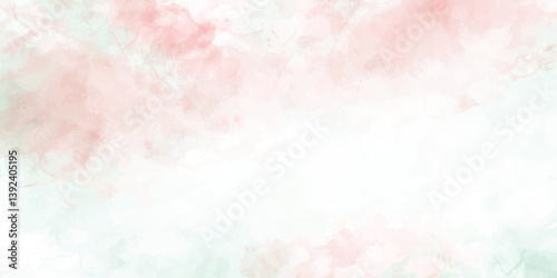 Light blue and pink background with a white line abstract watercolor background. soft light green background.

