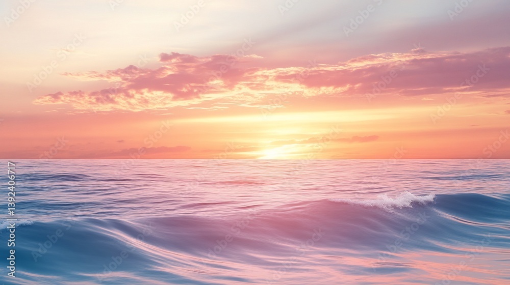 Pastel dreams seascape with gentle waves and a soft colored sunset Pastel dreams seascape with gentle waves and a soft colored sunset