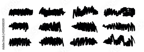 Hand drawn design elements, harcoal pencil scribble stripes and bold paint shapes