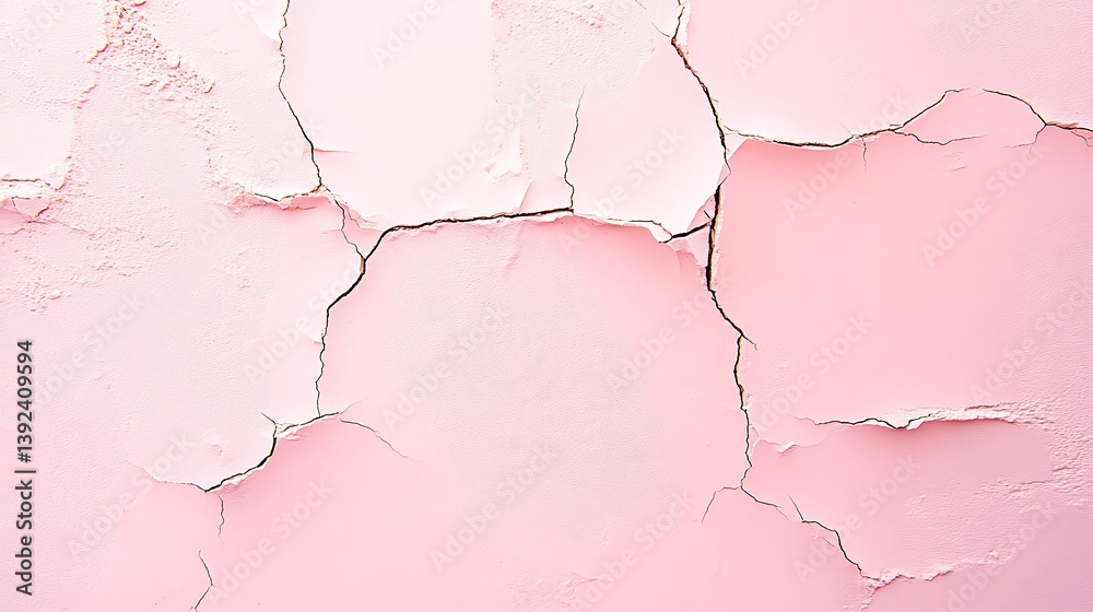 Obraz premium Textured pink wall with peeling paint revealing underlying layers and creating a distressed aesthetic