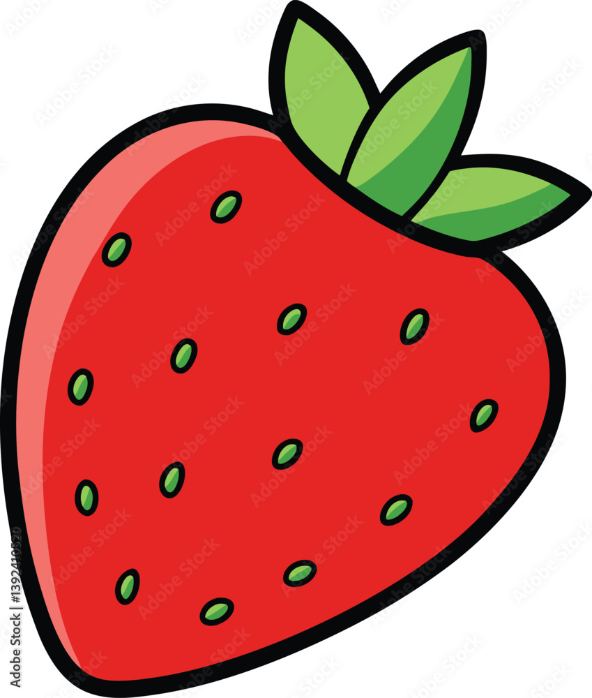 Cute Smiling Strawberry Cartoon Character With Green Leaves Illustration Cute Smiling Strawberry Cartoon Character With Green Leaves Illustration