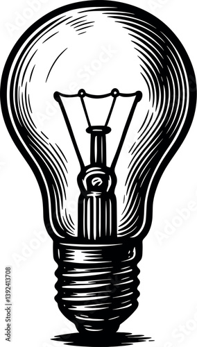 Bulb vector black silhouette cricut print design isolated on a plain white background